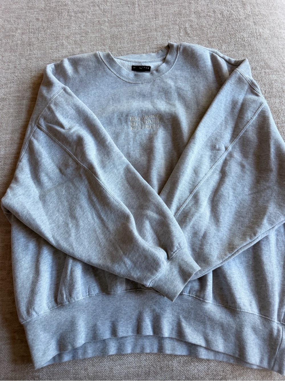 Billabong Light Gray Crewneck Sweatshirt with Subtle Chest Logo